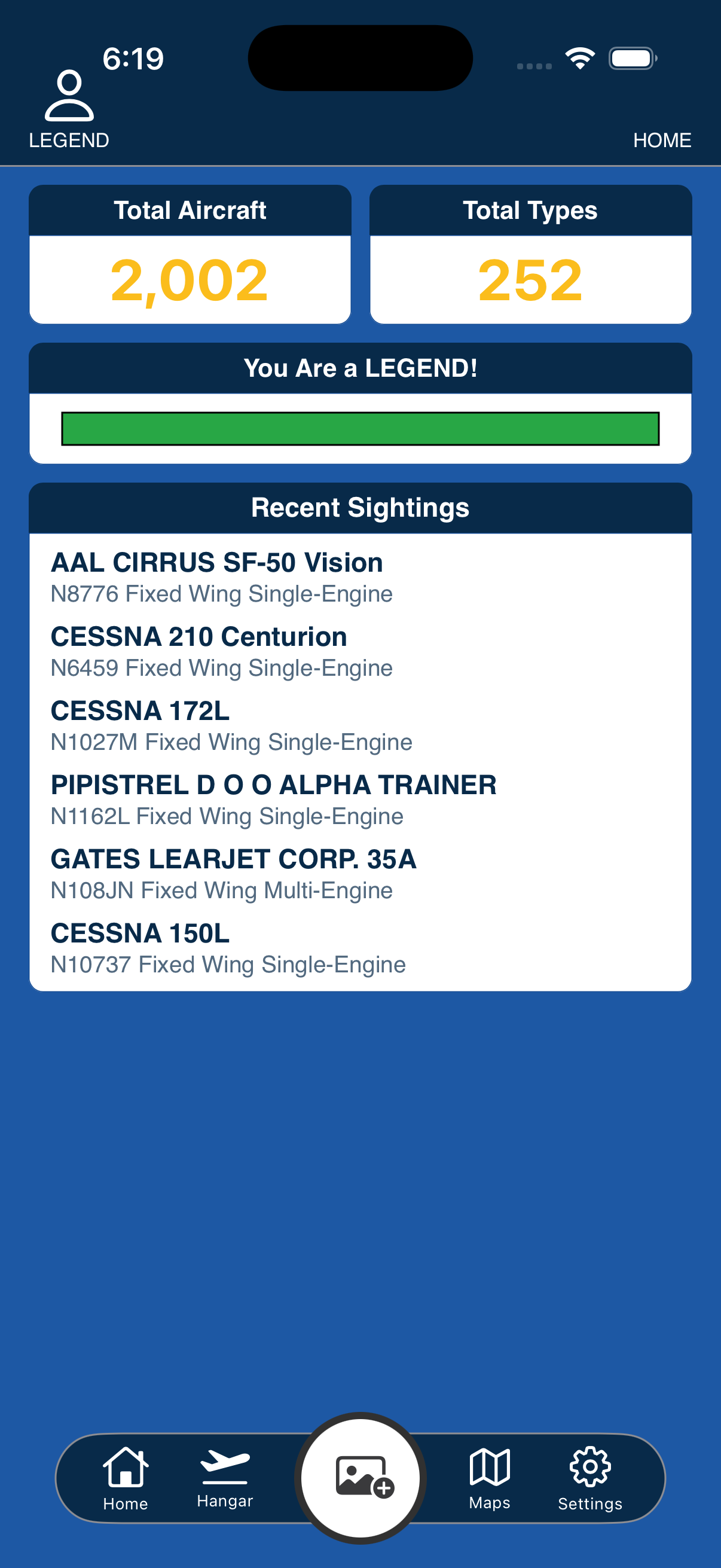 AviatorDB Dashboard - Track your sightings