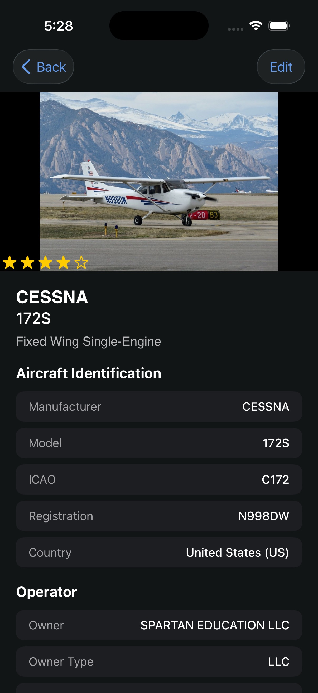 AviatorDB Aircraft Details - Complete specifications